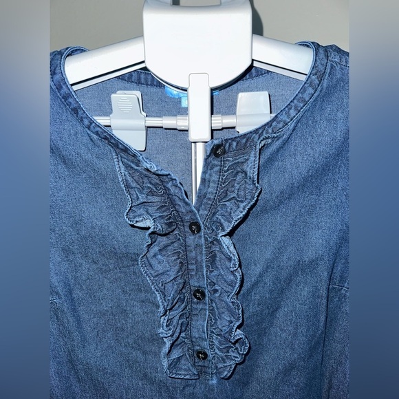 Draper James Chambray Ruffle Shift Dress - Picture 4 of 7